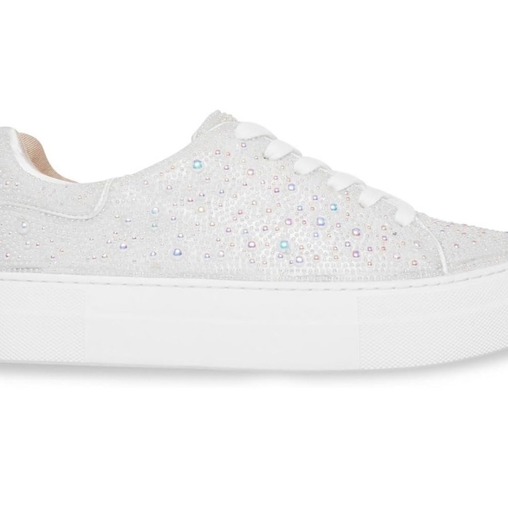 Betsey Johnson White Sneakers with Rhinestones